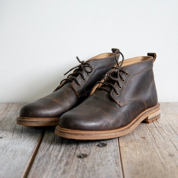 Men's Clarks mid lace-up leather shoe/boot in beeswax brown size US7 - Picture 6 of 7